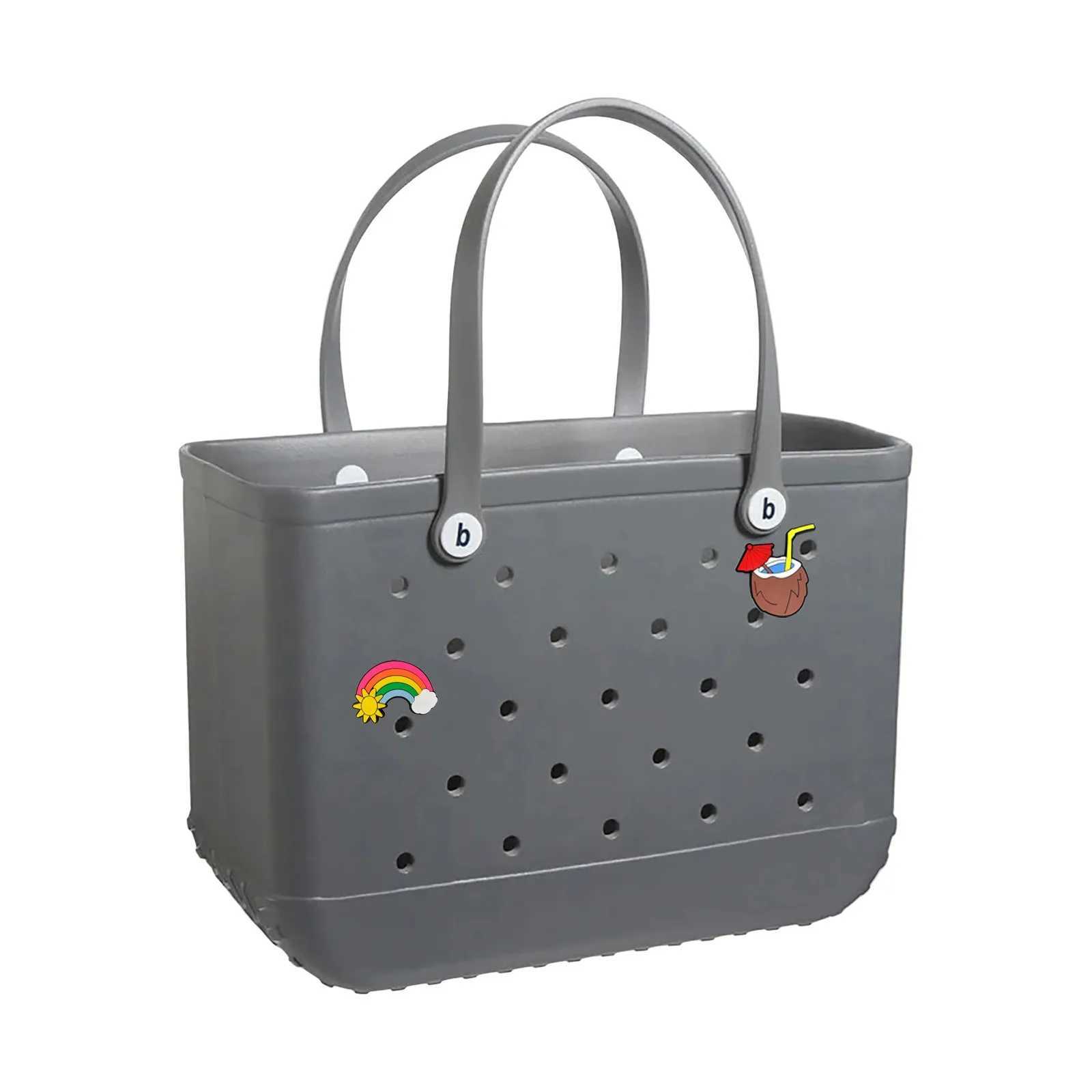 Beach Bag Fashion Eva Waterproof Rubber Picnic Storage Basket Travel Shopping Handbag Women Shoulder Solid Color L251211HNEG