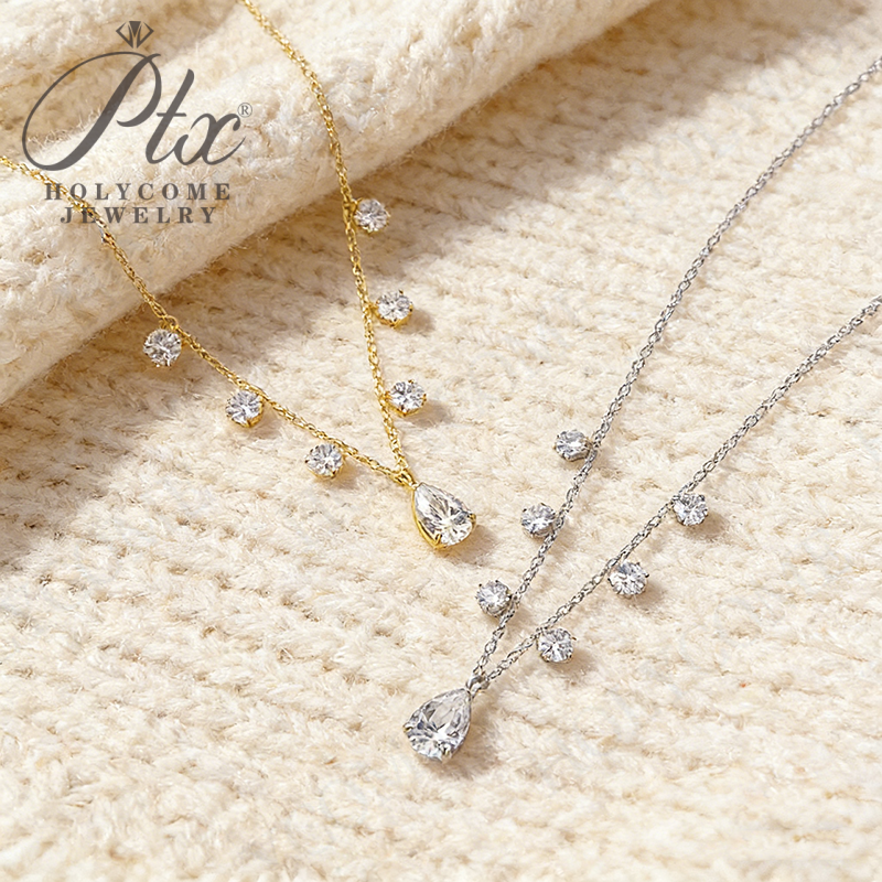 2CT 3CT Pear Cut Moissanite Pendant Necklace For Women S925 Silver Waterdrop Lab Moissanite Diamond Tassel Neck Chain Party Jewelry