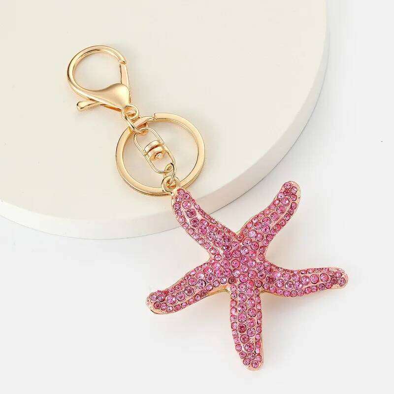 New Sweet Marine Life Pendant Keychain Unisex Small Crystal Beads Mobile Phone Car Key Ornaments Girls Birthday Gift Handicrafts XJ260106