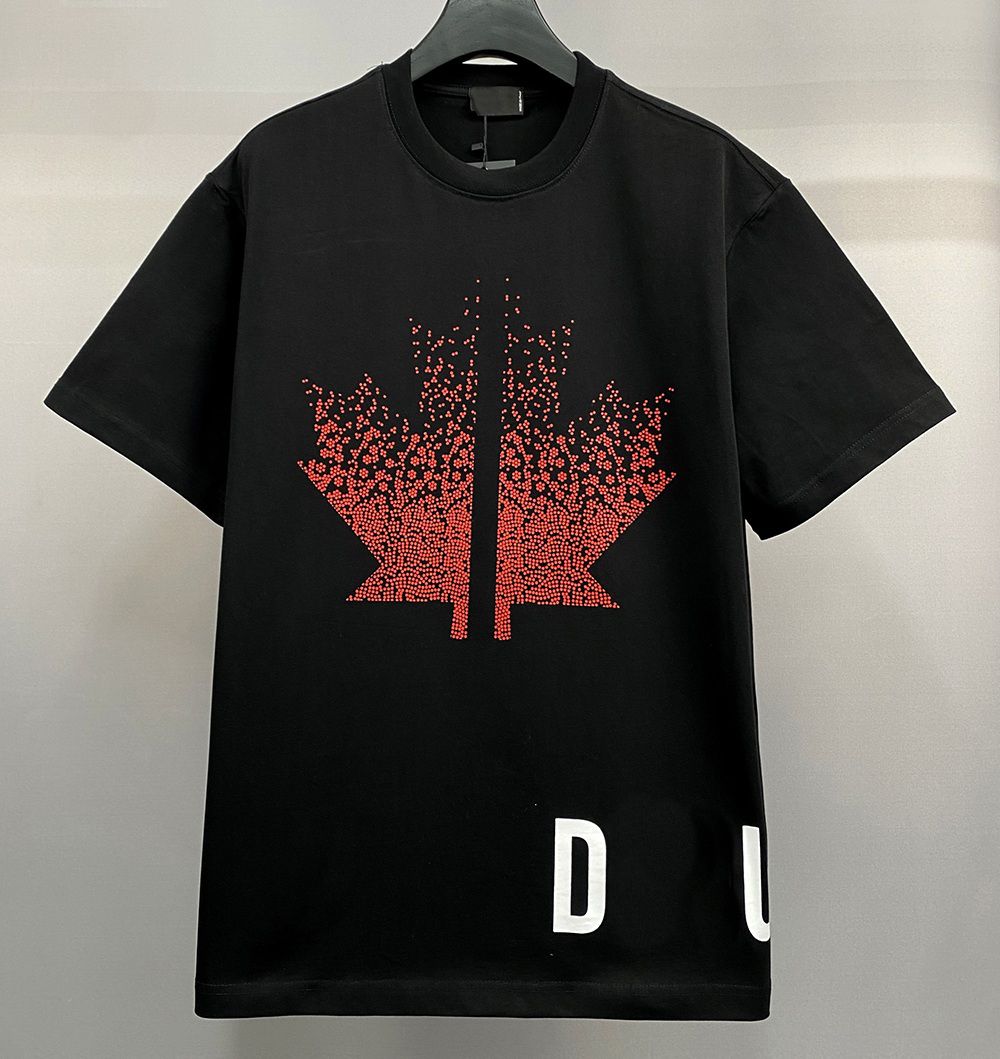 Popular Designer Mens Clothing Loose Version Breathable Tee Shirt Homme Short Sleeve Crew Neck Collar Man Cotton Printed Maple Leaf DQ Pullover Men T-Shirts DT051