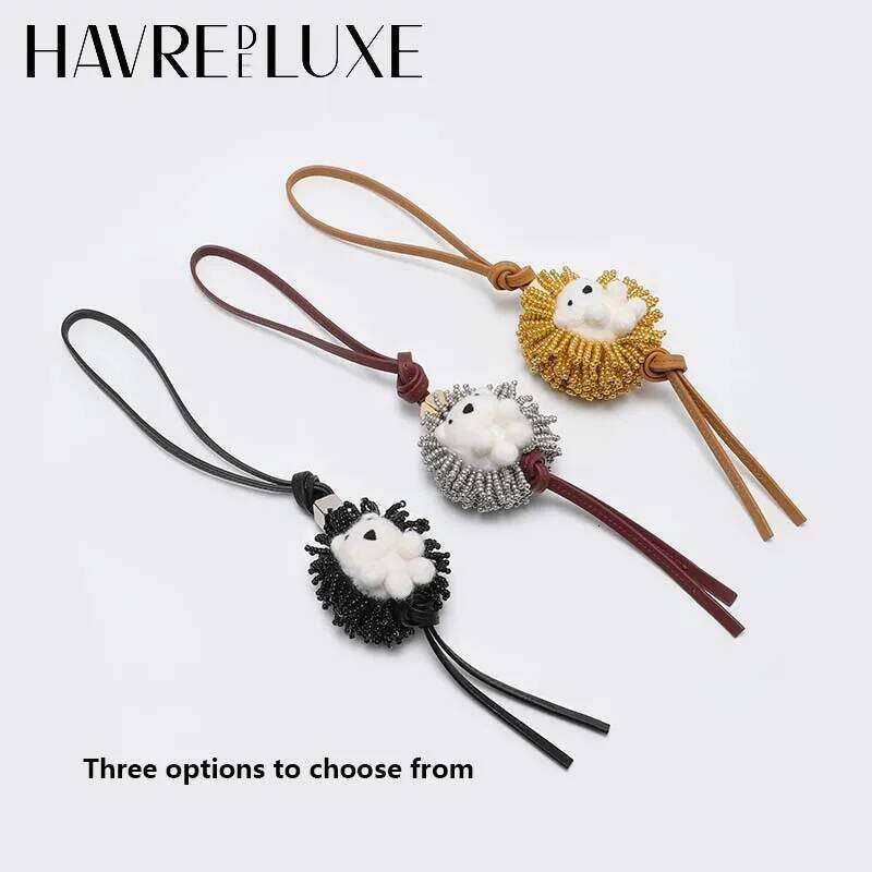 Cute leather bag charm Hedgehog Charm Wool Felt Pendant Key Chain Diy Bag Accessories XJ260106