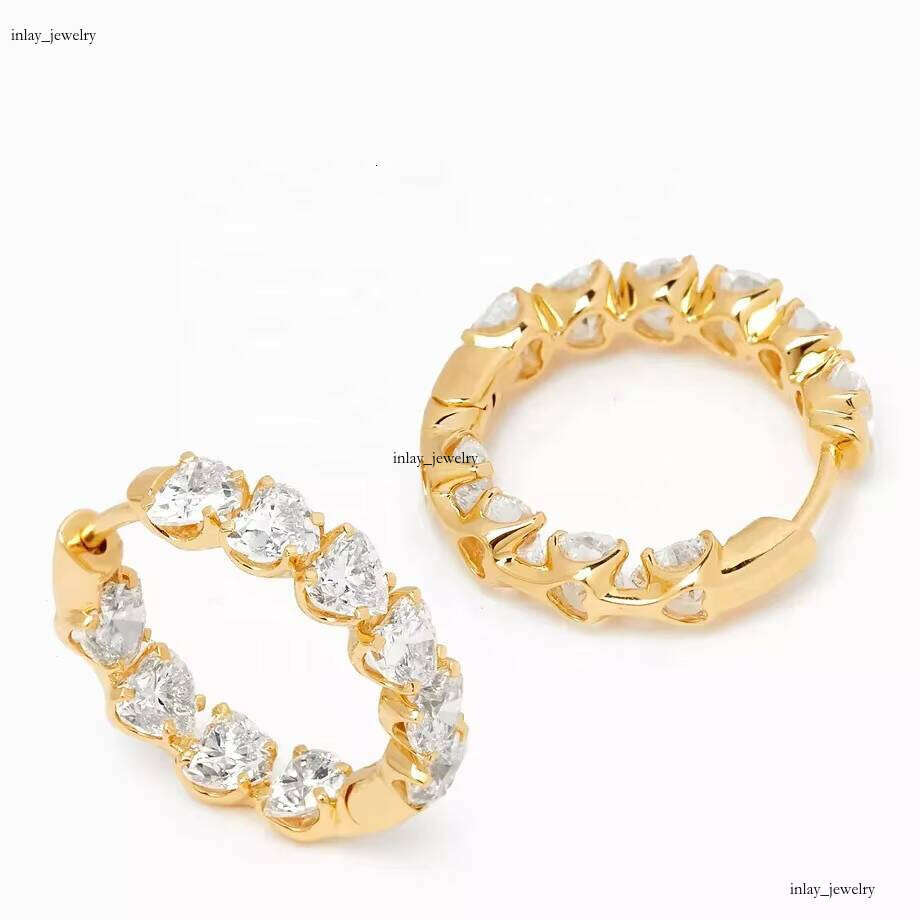 VVS Moissanite LOZRUNVE Golden Jewelry Custom 925 Silver Eternal Heart Crystal Love Earrings