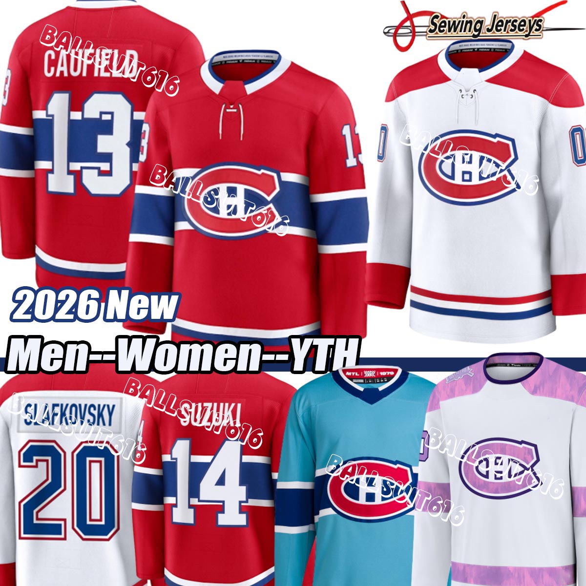 Montreal Canadien Jersey #14 Nick Suzuki #13 Cole Caufield #93 Demidov #48 Lane Hutson Stadium Series Hockey Jerseys 2025 2026