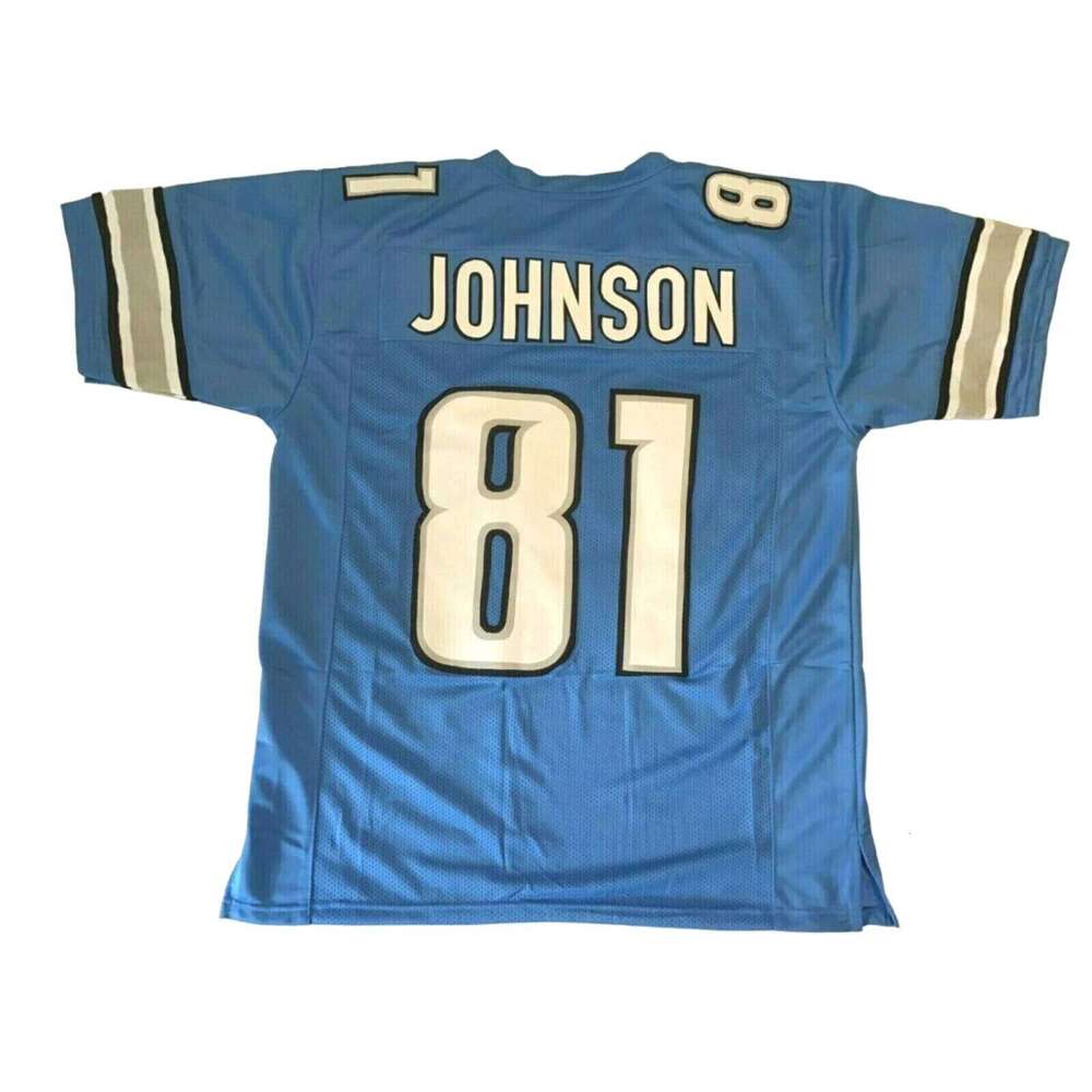 CUSTOM Sewn Stitched Calvin Johnson Blue Football Jersey Add any name number size XS-5XL 6XL