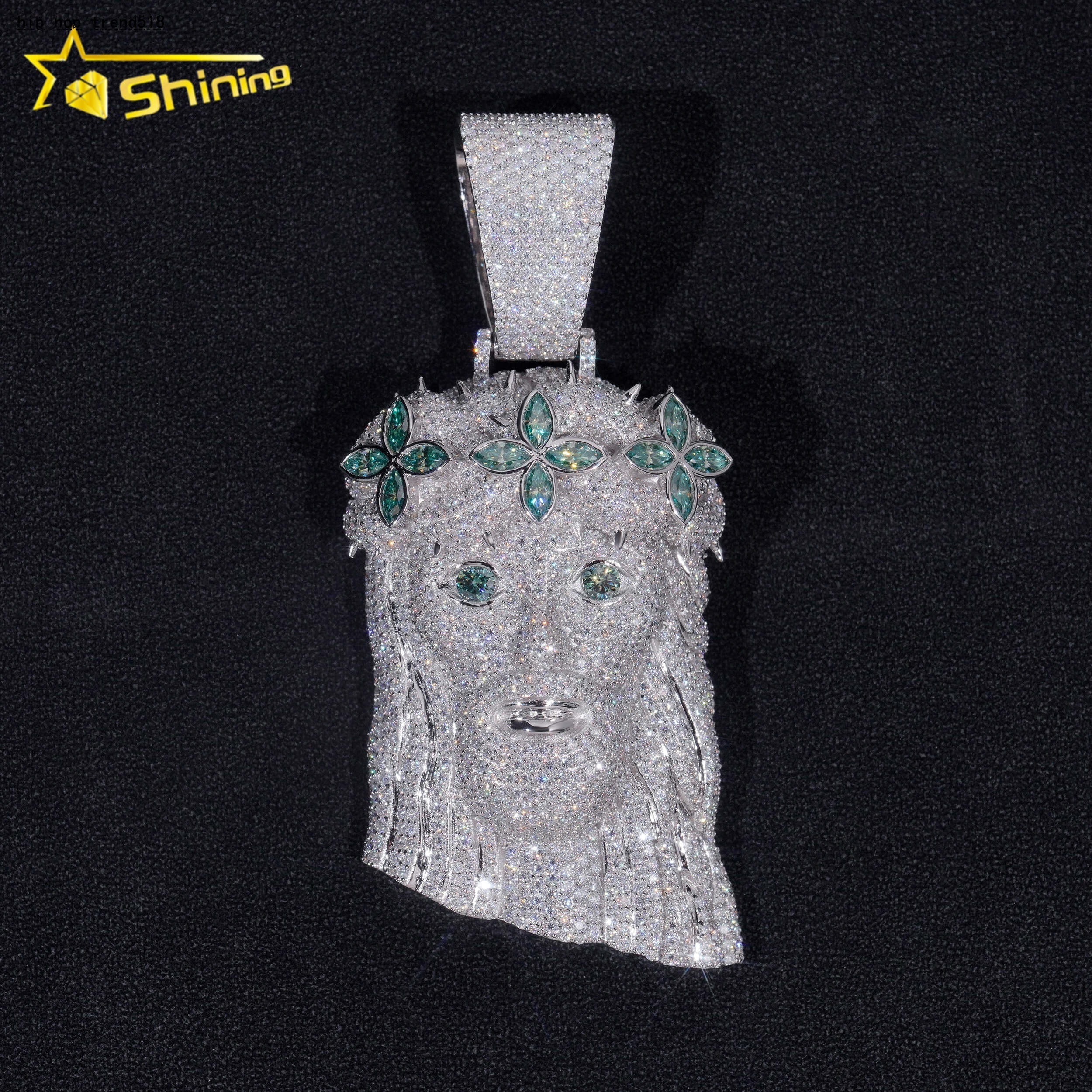 All Pass Diamond Tester Solid 925 Sterling Silver Colored Blue Green VVS Iced Out 25 Custom Moissanite Pendant Jesus