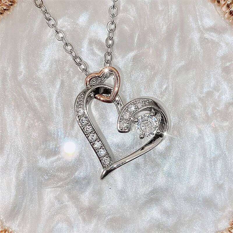 Fine Heart Zircon Necklace for Woman Wedding Girlfriend Charm Temperament Gift Jewelry