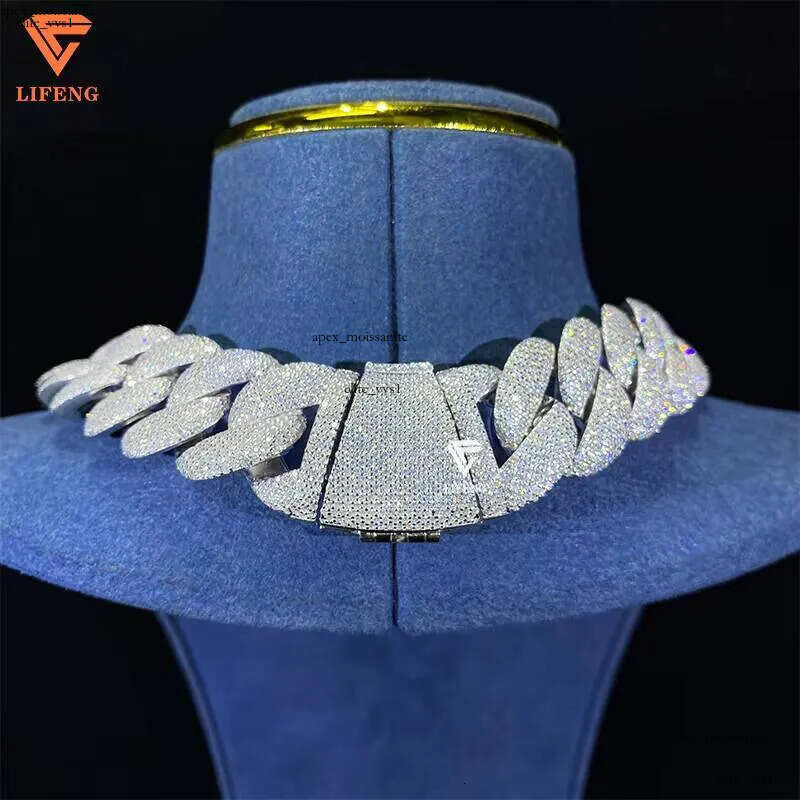 23mm High Quality Hip Hop Jewelry Big Cuban Link Chain Custom Mens Necklace Iced Out VVS Moissanite Diamond With Gra Certified