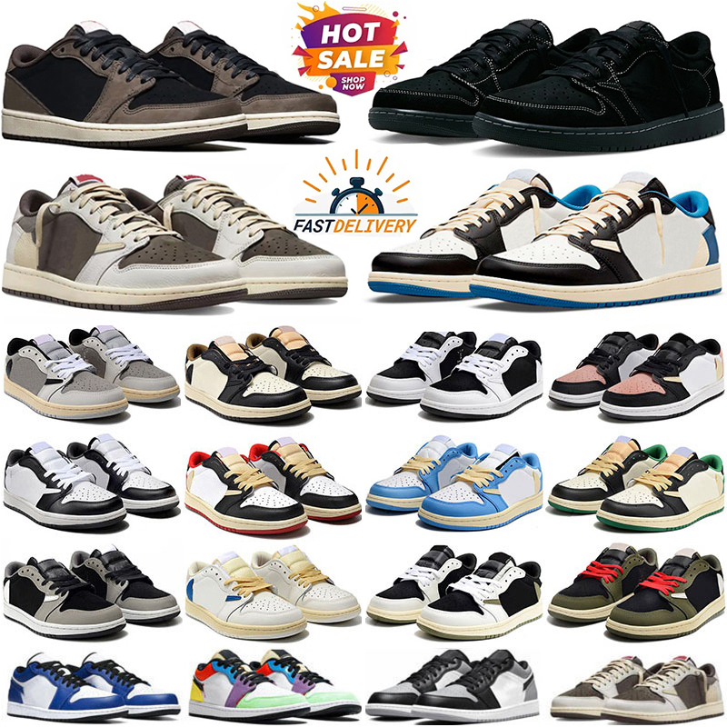 Designer 1S Low Basketball Shoes Mens 1 Sneakers Sports Trainer Dark Mocha University Blue Fearless Breathable Obsidian Outdoor Women Eur 36-47