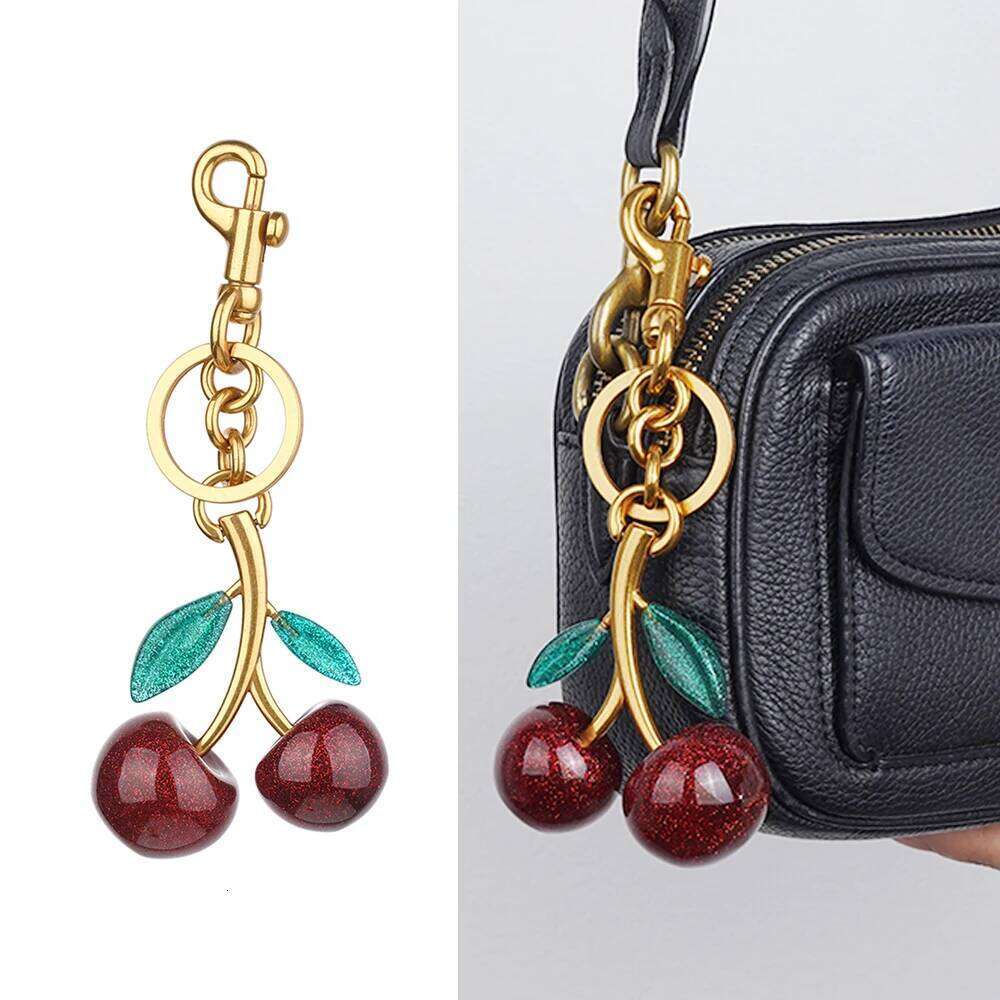 New Red Keychain Charm For Women's Handbag Internet-famous Crystal Cherry Pendant High-Grade Bag Accessories XJ260106