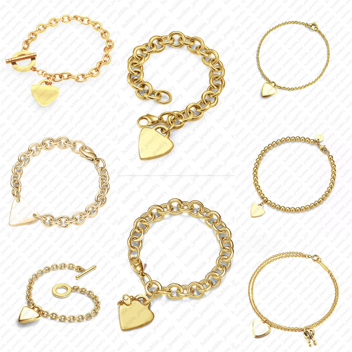 bracelet men heart bracelet jewlery designer for women stainless steel jewlery 18k gold plated charm bracelet Vintage heart toggle braclet gold bracelet woman gift