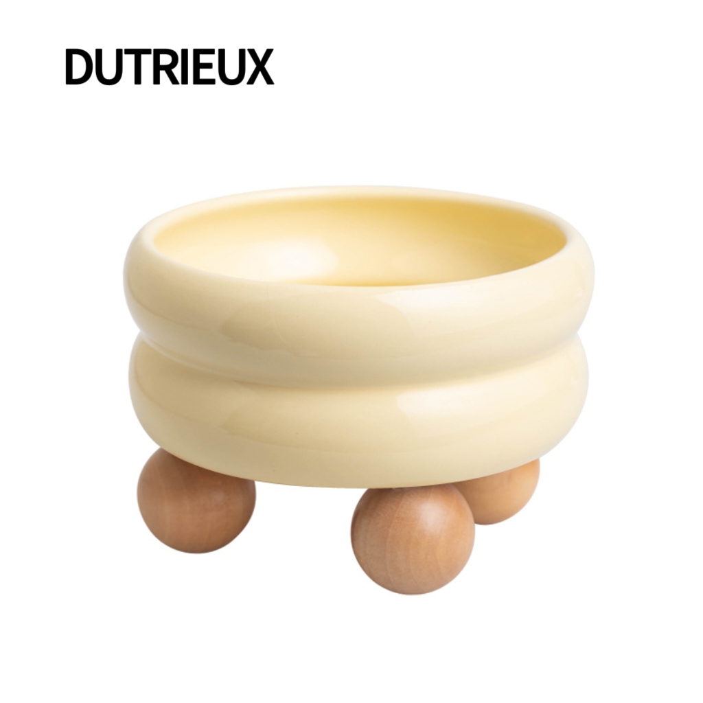 KK190 High-legged cat bowl with neck support, made of ceramic, large capacity, wide mouth, and tip-over resistant.