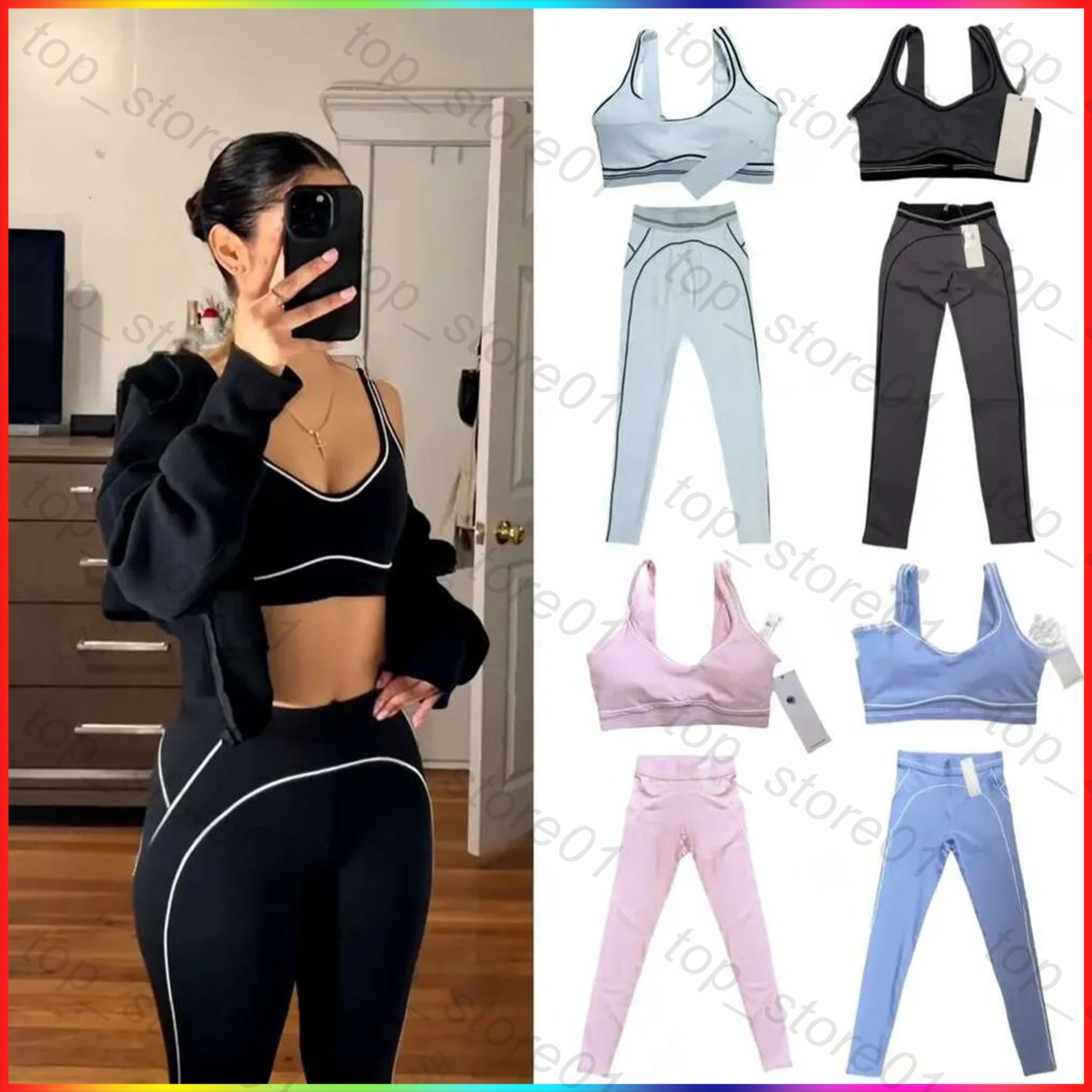 NEW 10A yoga exercise set 2 piece bra+pants sets high end minimalist sports clothing sportswear designer women gym bra leggings clothes Sets pilates