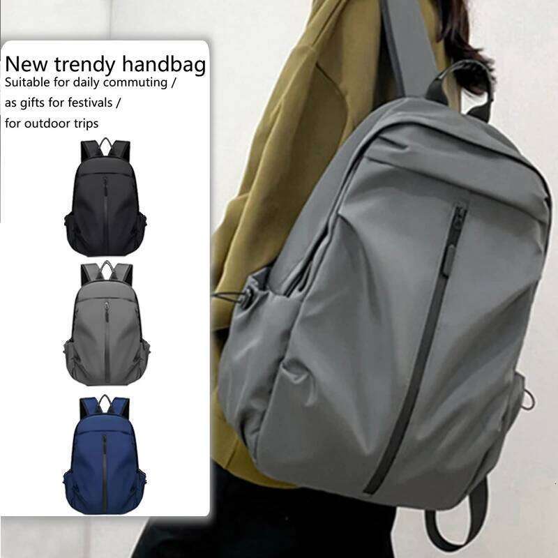 14 Inch Large Capacity Leisure Schoolbag Sports Simple Men and Women Universal Computer Backpack with Pendant