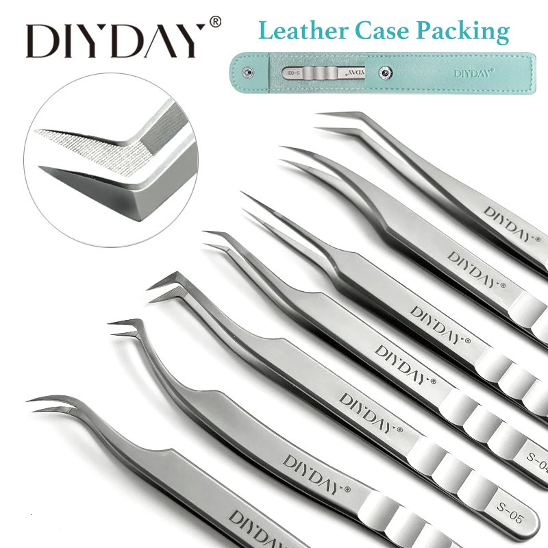 DIYDAY Eyelash Extension Tweezers Stainless Steel Eyebrow Precision Tweezers Fiber Tip Volume Isolation Lashes Extension Tweezer 251231