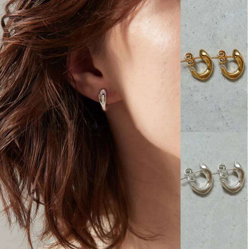 Sam Panda 925 Sterling Silver Earrings Stud For Women Frosting Minimalist Asymmetry Elegant Versatile Jewelry Gift Dropshipping