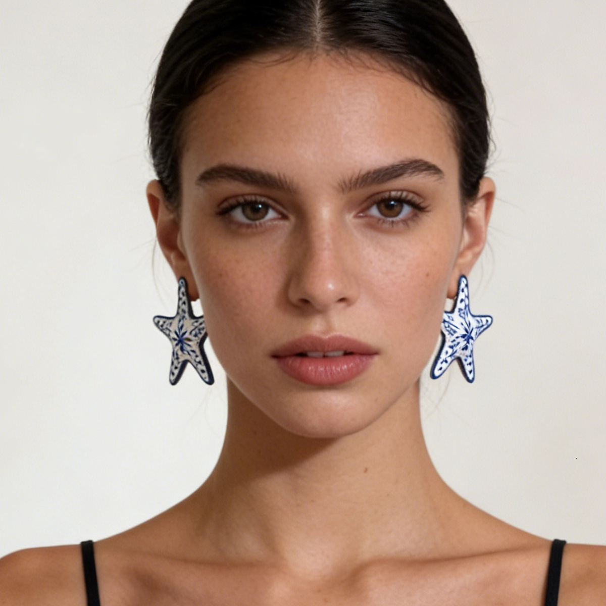 Light Luxury Trendy Colorful Enamel Alloy Star-Shaped Elegant Versatile Women's Earrings