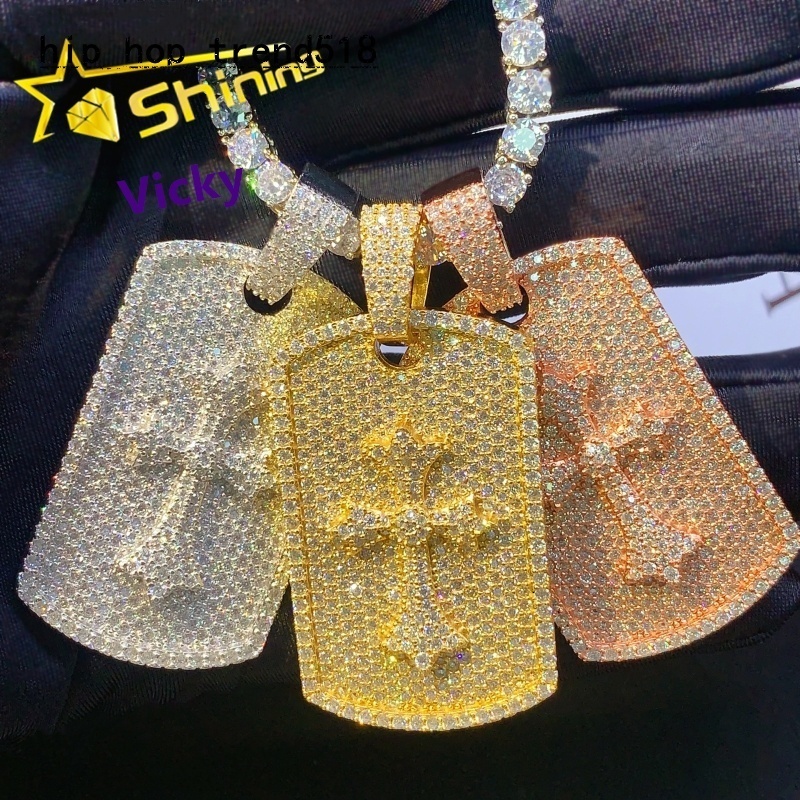 Shining Iced Out Fine Jewelry Luxury 925 Sterling Silver Gold Plated Pendant Custom Hip Hop Moissanite Pendant