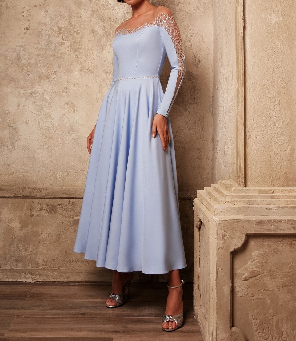 Elegant Satin Evening A Line Sequined Lace Long Sleeves Mother Of The Bride Dresses Plus Size Formal Birthday Party Celebration Ball Gowns J06 B0312