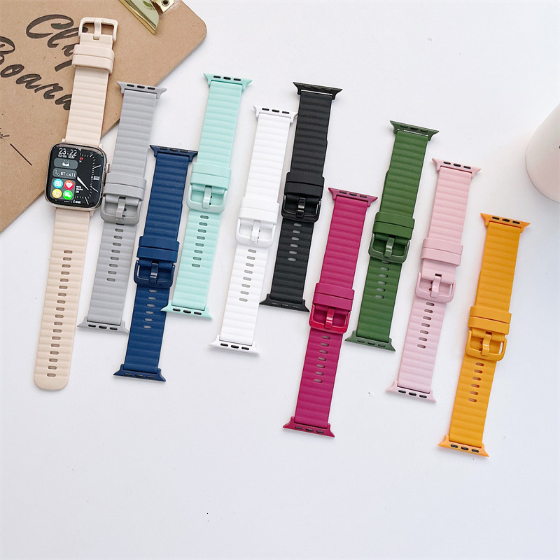 Suitable for 8 iWatch 7 Apple Watch Series 1-9 SE Silicone Band Striped Unisex