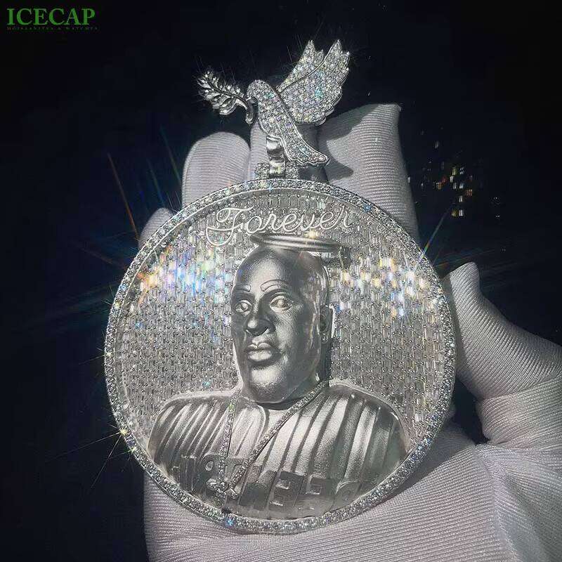 Hip Hop 925 Sterling Silver Iced Out VVS Moissanite Letter Custom Mossinate Initial Men Chain Charm Pendant