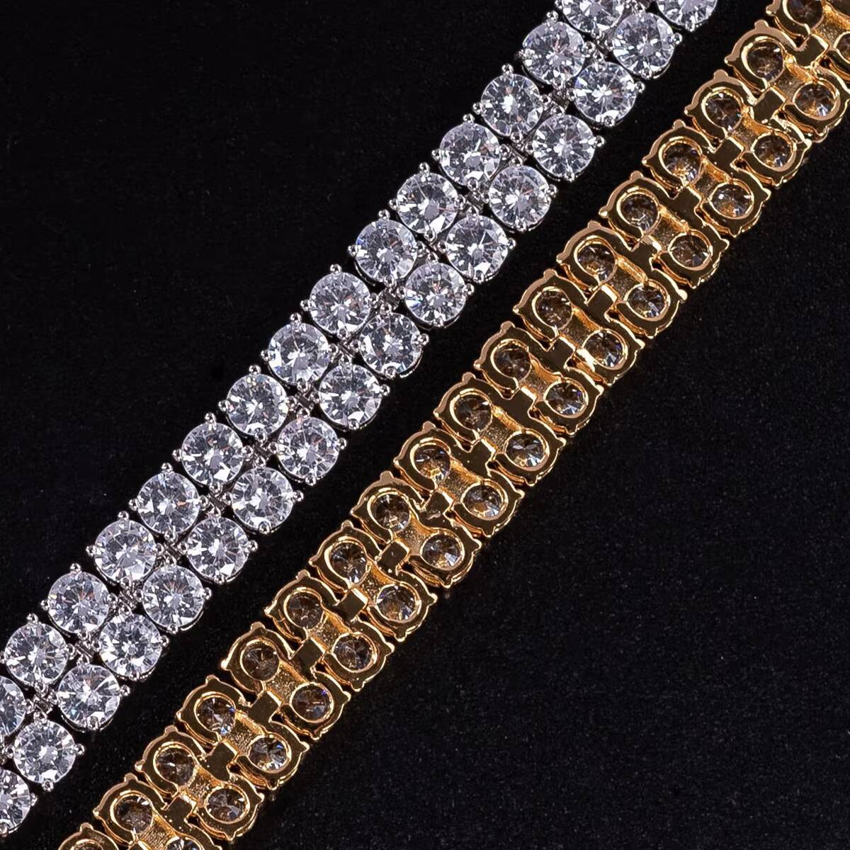 Customized 2 Row D/VVS-VS High Quality Moissanite Gravel Mens Tennis Chain 14k Gold/10K/18K/s925Gold Plated Moissanite Tennis C