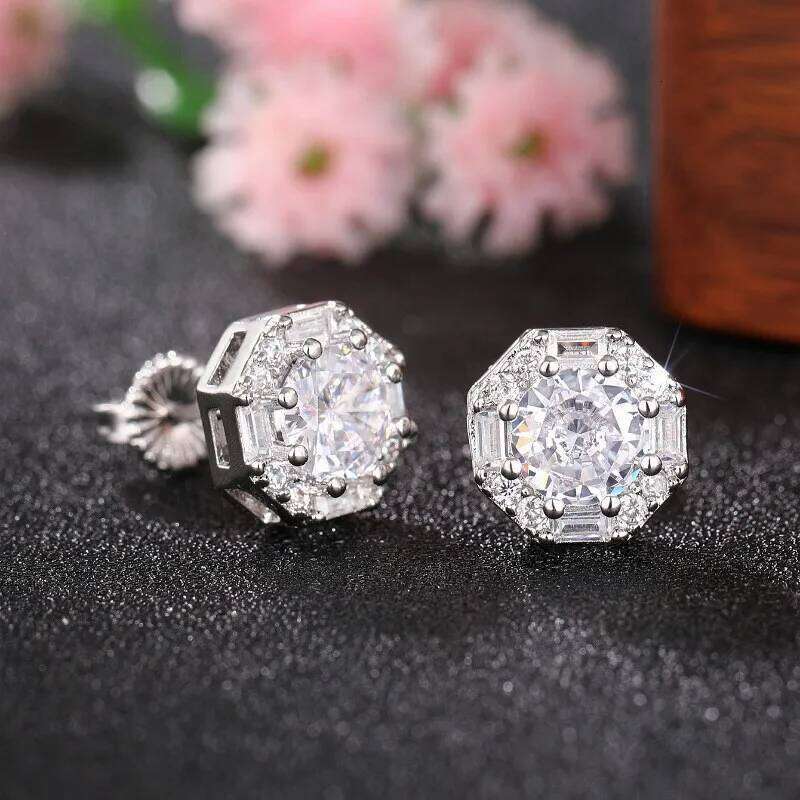 Fashion Geometric Earrings for Women Luxury Bright Zirconia Jewelry Daily Life Trendy Versatile Accessories