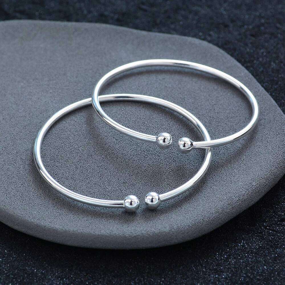 Sam Panda 925 Sterling Silver Bead Bracelet For Women Minimalist Smooth Classic Adjustable Aesthetic Jewelry Gift Dropshipping