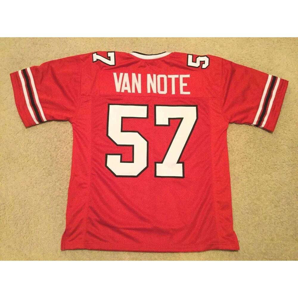 CUSTOM Sewn Stitched Jeff Van Note Red Football Jersey Add any name number size XS-5XL 6XL