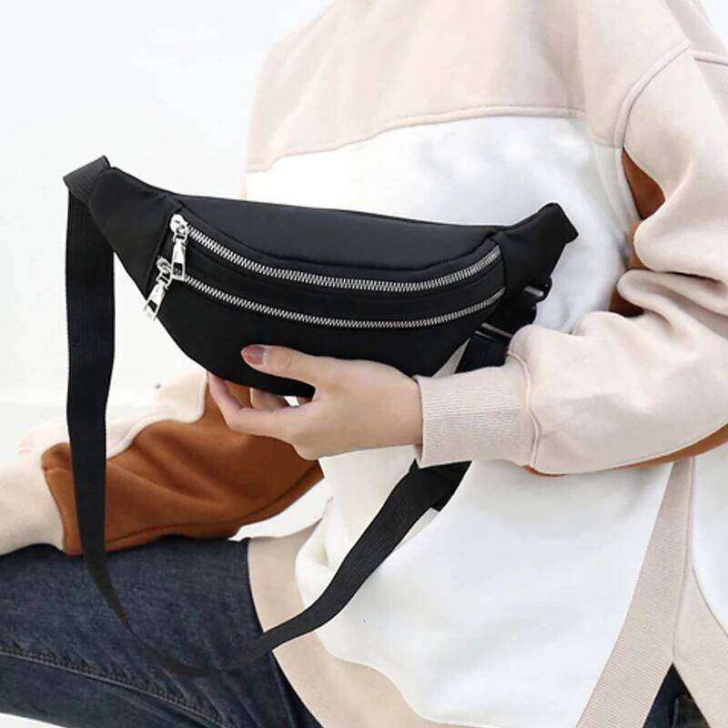 Men's women's waist bags are suitable for traveling, taking photos and punching cards. Oxford cloth multi-layer pocket