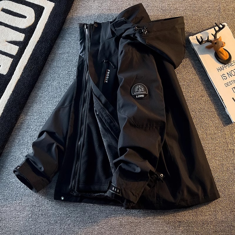 Free Shipping 2026 Men's 3-in-1 Detachable Winter Jacket, Fleece-Lined Thickened Windbreaker, American Style Waterproof Outdoor Coat
