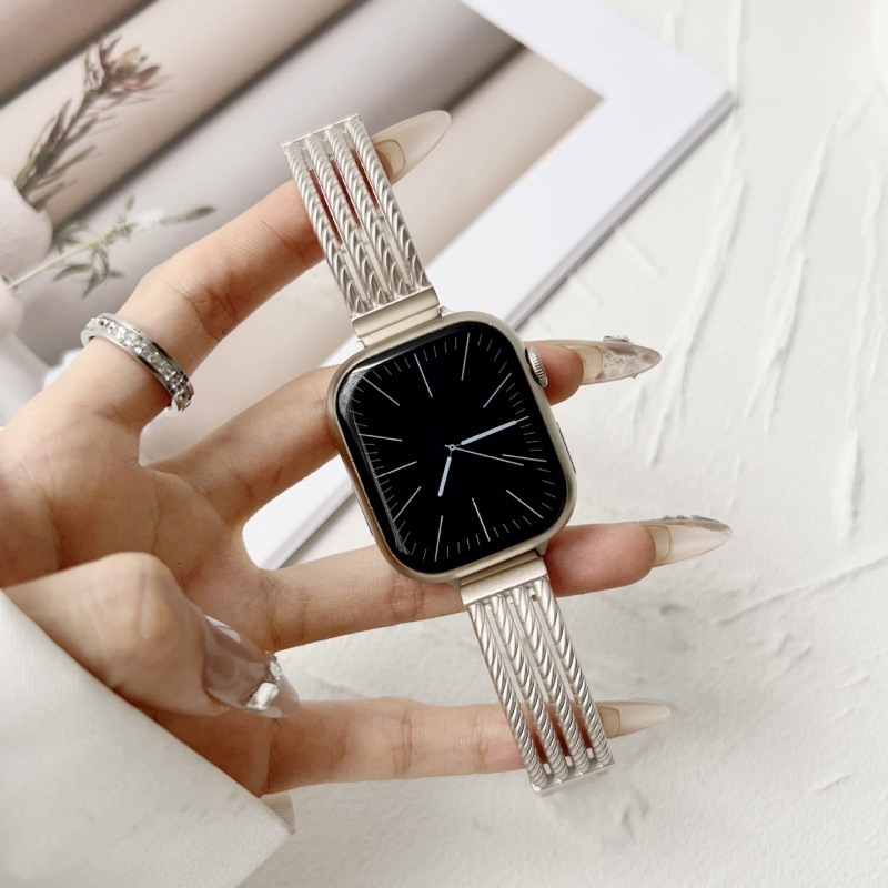 Starlight Color Metal Compatible with Apple iWatch 9 Watch Band S8 Niche SE10