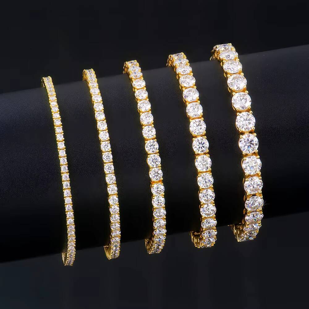 High Quality Fine Jewelry 18k Gold Plated 925 Silver 2-6mm Mens Iced Out Vvs Mossanite Moissanite Diamond Tennis Chain Bracelet