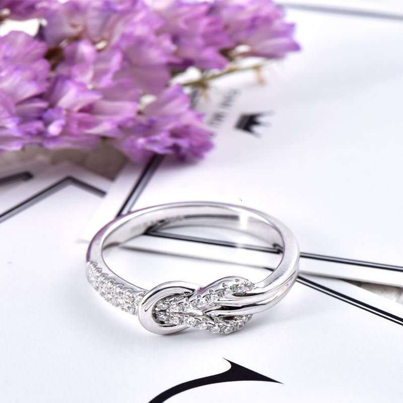 Rongyu Wish Hot-Selling European American Style Knotted Flower Inlaid Diamond Japanese And Korean Version Elegant Women's Engagement Wedding Ring