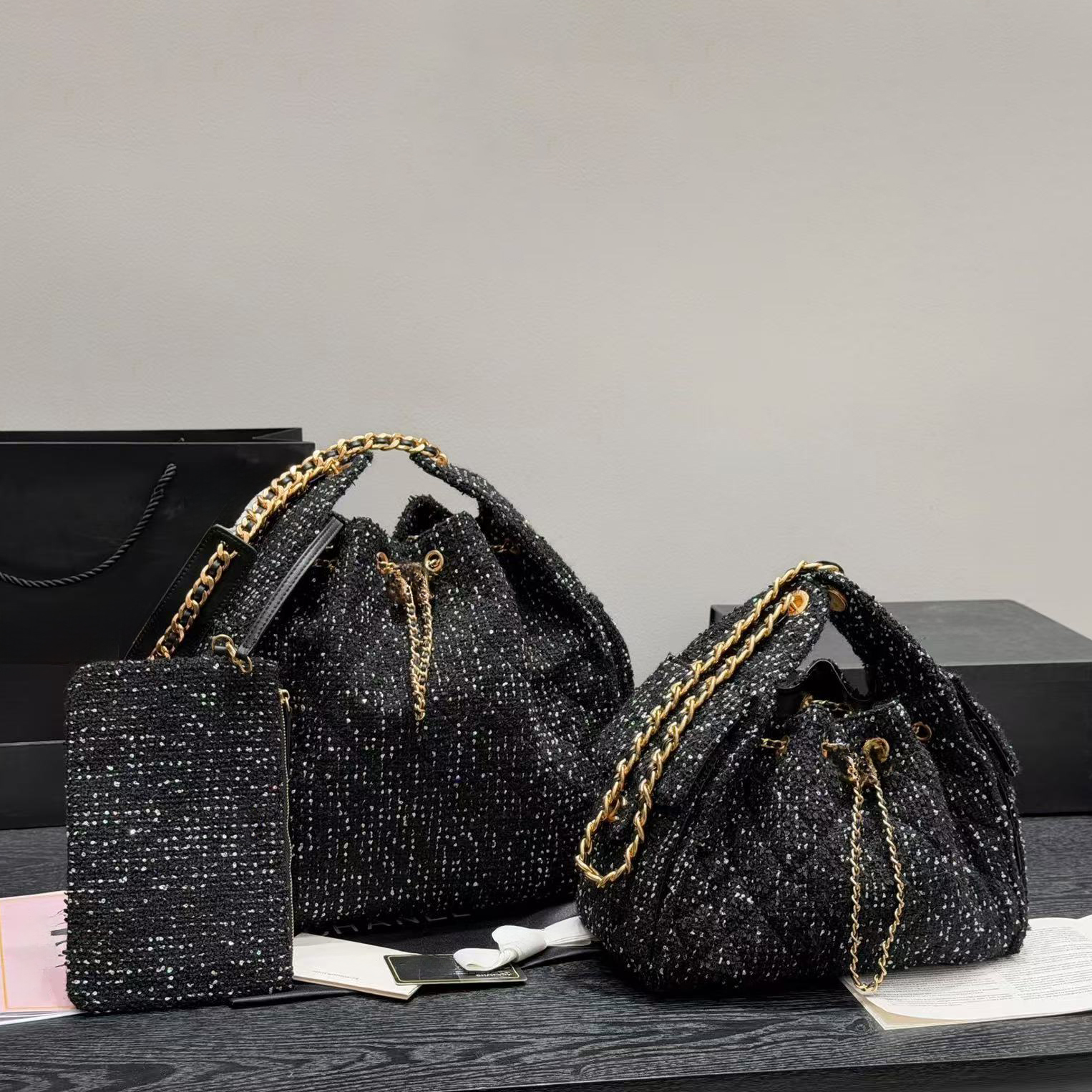 Designer 25c Drawstring Chain Hobo Bag Plush Teddy Bag Woman Bucket Bag Shoulder Bags Fashion Leather Glossy Burgundy Crossbody Bag Handbag Totes Purse
