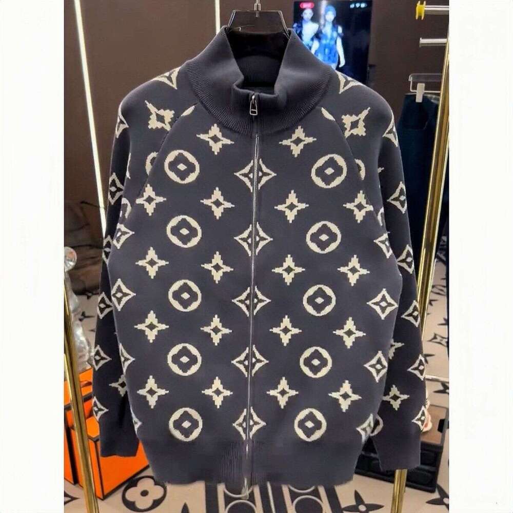 2025 Autumn Winter New Fashion Versatile Men's Knitted Jacket Heavy Jacquard Half Turtleneck Cardigan Zipper Sweater Trendy