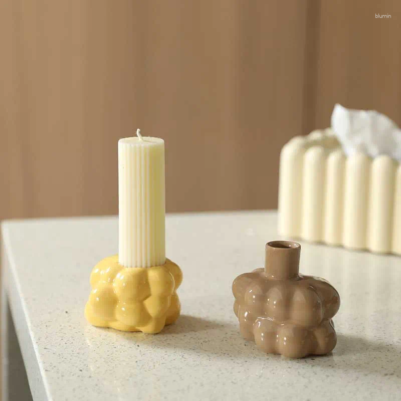 2026 New Candle Holders Ceramic Holder Candelabrum Abstract Irregular Bubble Ornament Candlestick Home Decoration Accessories Free Shipping H260310