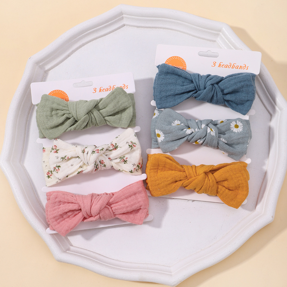 3Pcs/set Newborn Infant Elastic Soft Headband for Baby Hair Accessories Toddler Bows Headwear Kids Bandage Bowknot Headscarf U2023
