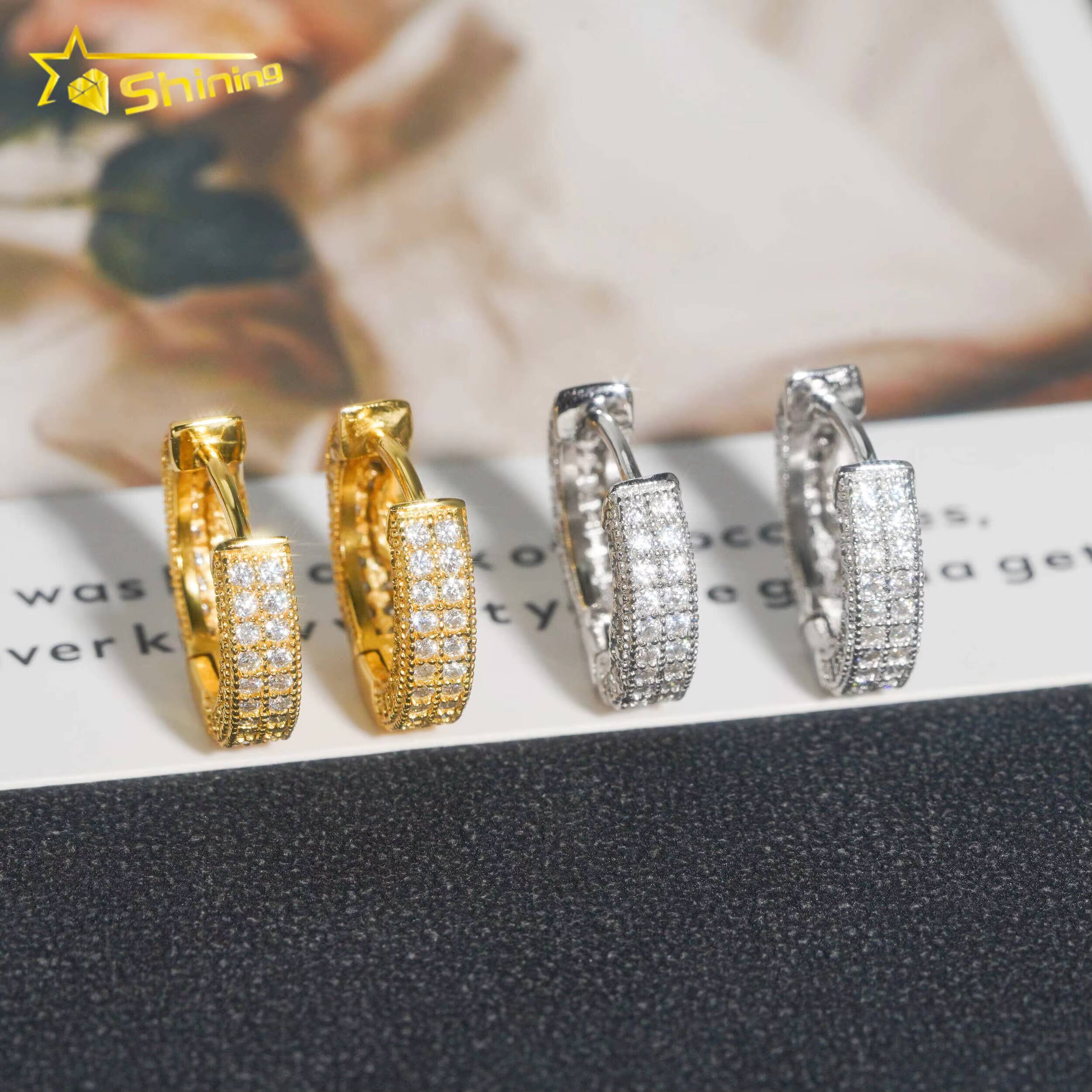 Factory Outlet Cheapest Price Gold Plated 925 Sterling Silver Iced Out VVS Diamond Moissanite Hoop Earrings Ready to Ship