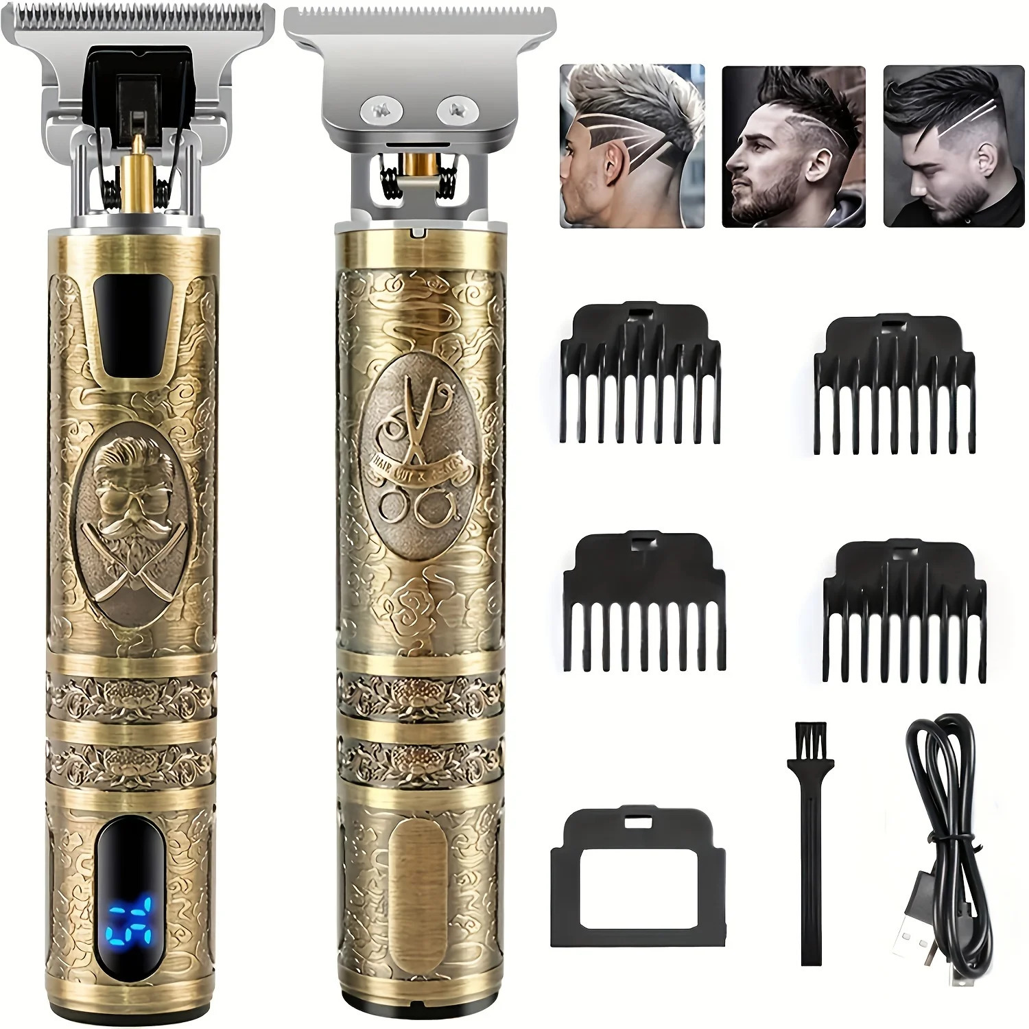 Electric Hair Clipper With LCD Display Oil Head Hair Cutting Machine Hair Beard Trimmer Rechargeable USB Shaver For Men Father 260104