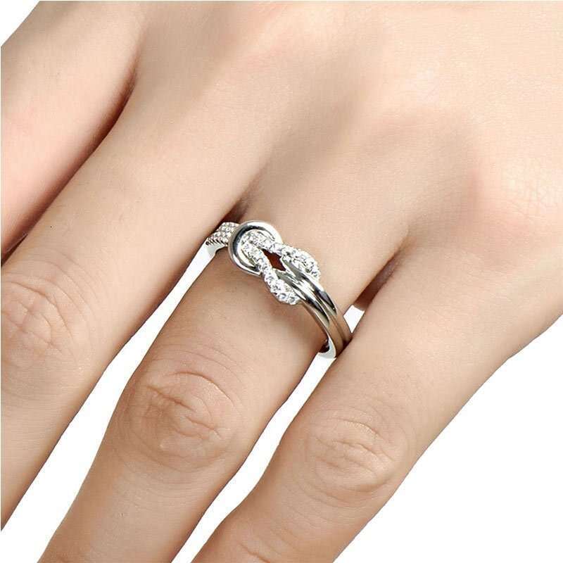 Rongyu Wish Hot-Selling European American Style Knotted Flower Inlaid Diamond Japanese And Korean Version Elegant Women's Engagement Wedding Ring