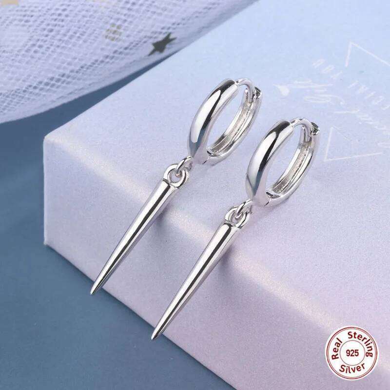 Minimalist Punk Style Unisex 925 Silver Needle For Women Men Gothic Drop Earring Statement Jewelry Piercing