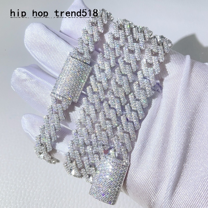 Gra Certificated Pass Diamond Tester Iced Out Hip Hop 10mm Vvs Moissanite Cuban Necklace