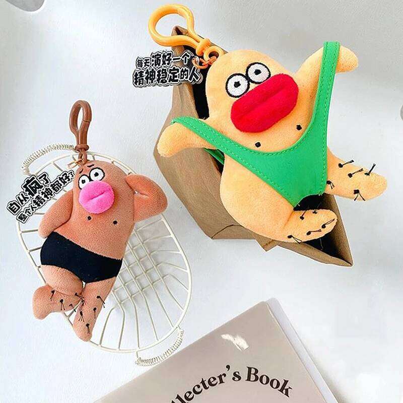Cut Plush Keychain Cartoon Plushies Doll Pendant Funny Ugly Stuffed Bag Ornaments Charm Children Gifts XJ260106