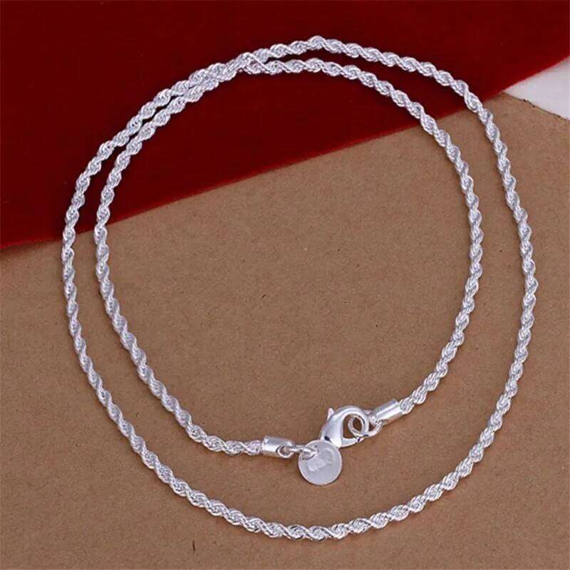 High Quality 4MM Women Men Chain Male Twisted Rope Necklace Bracelets Fashion Silver Jewelry Set