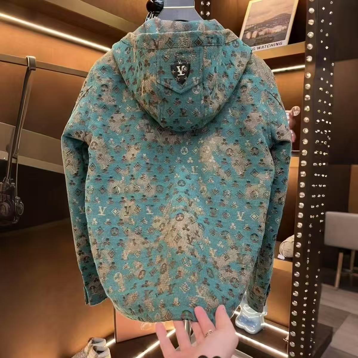 Free Shipping 2026 Spring Autumn New Men's Hooded Jacquard Jacket, European Style Edgy Premium Casual Coat, Light Luxury Streetwear Outerwear