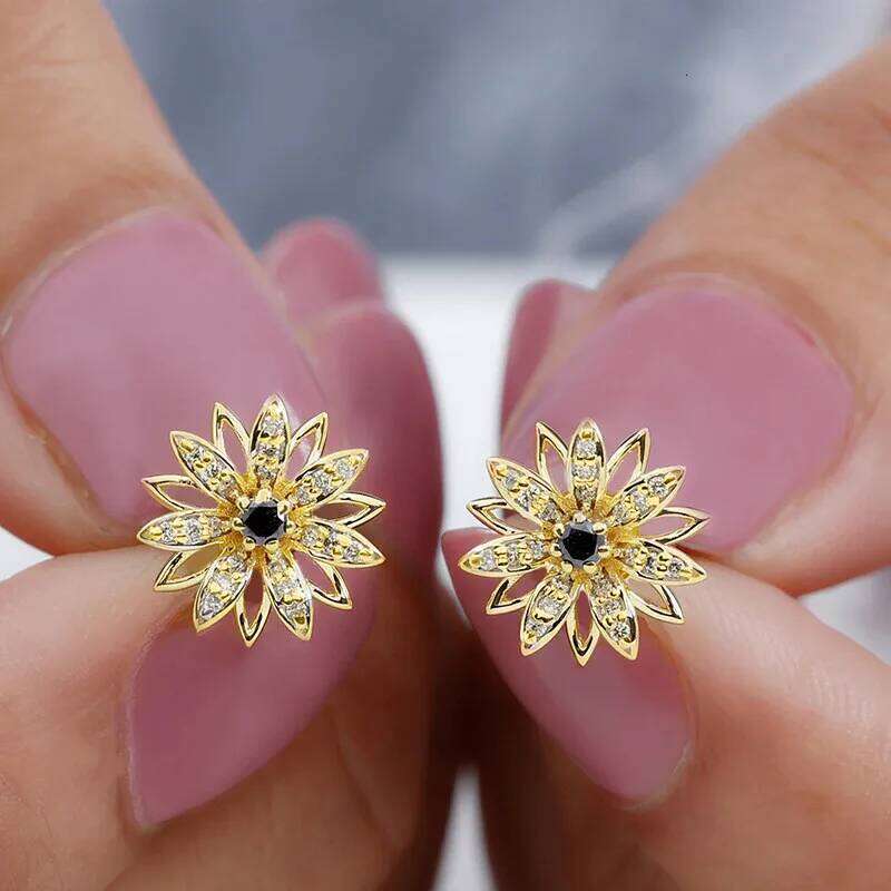 Dainty Flower Stud Earrings Lady Shiny Zirconia Jewelry Graceful Women Chic Accessories