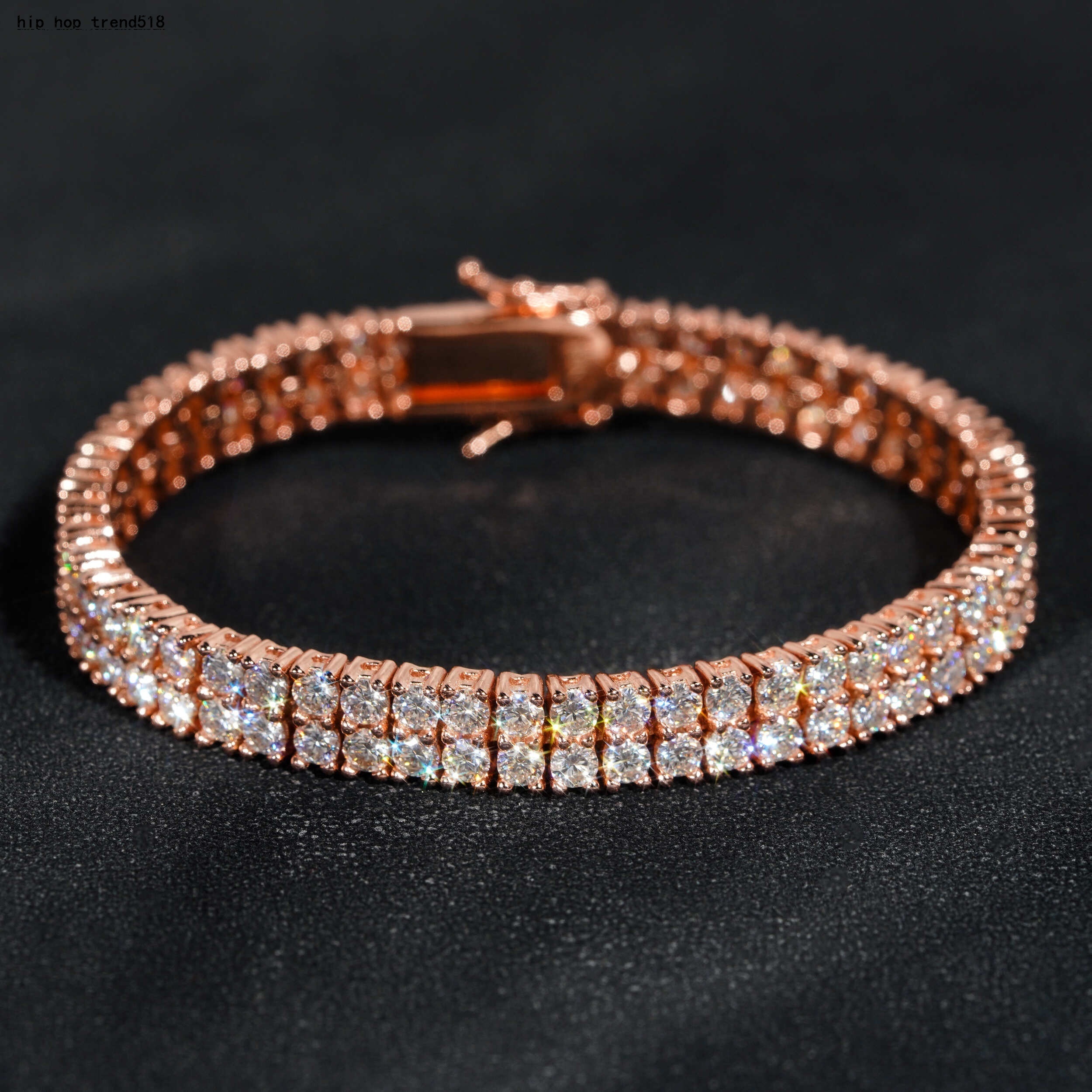 Double Rows Diamond 6mm Width Tennis Chain Silver 925 Vvs Moissanite Hip Hop Jewelry Lab Diamond Tennis Bracelet