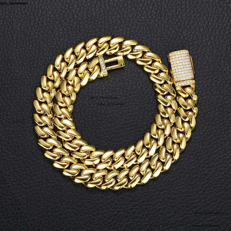 12mm-20mm Hip Hop Heavy Large Miami Cuban Link Chain Mens Necklace Real Gold Plated topBling 5A Zircon Clasp Men Jewelry e7