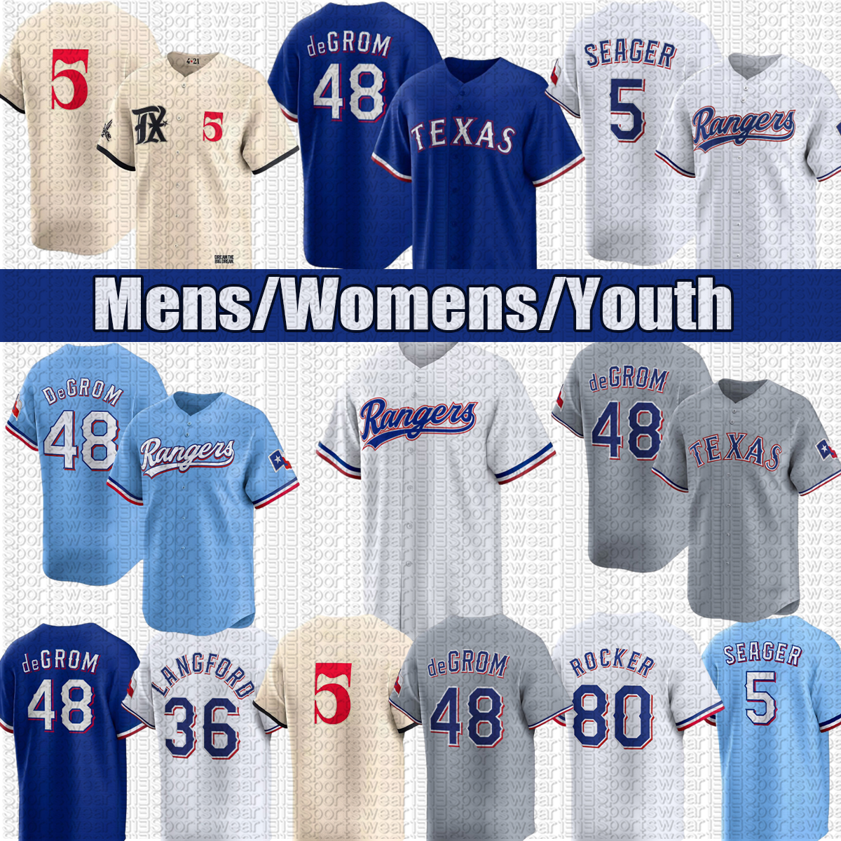 Texas Ranger Baseball Jersey RangersJersey #5 Seager #53 Garcia #2 Semien #17 Eovaldi #32 Carter #3 Taveras #28 Heim Baseball Jerseys