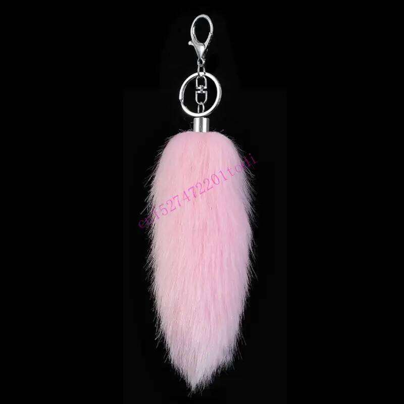 M76B Handmade Faux Animal Tail Key Holder Stylish Bag Decoration Backpack Ornament XJ260106